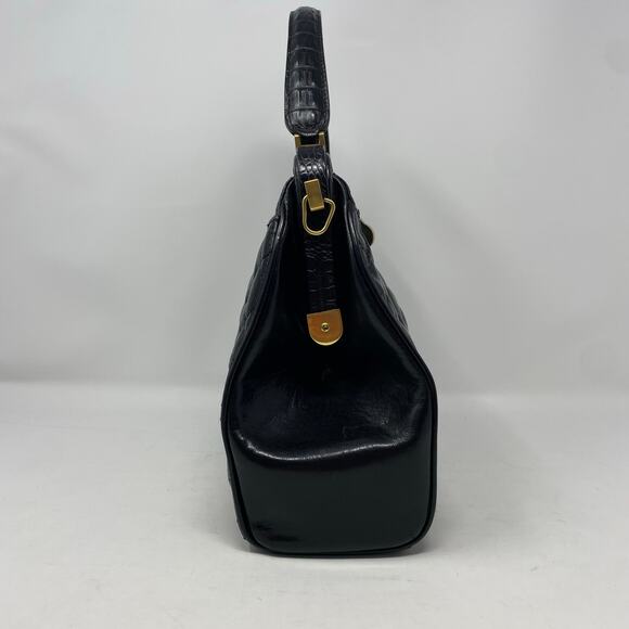 Brahmin Bag Quilted Black Leather Top Handle Vintage Style Pinup Rockabilly - Picture 3 of 14